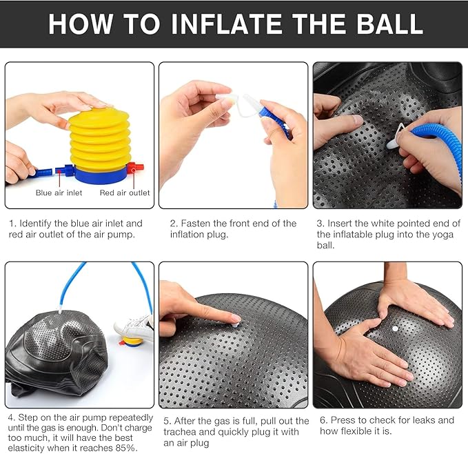 Yoga Ball, 22-30 Inch Extra Thick Exercise Ball for Workout Fitness Balance, Anti Burst Chair for Home and Office Desk, Includes Hand Pump & Workout Guide Access-FlexoryFit