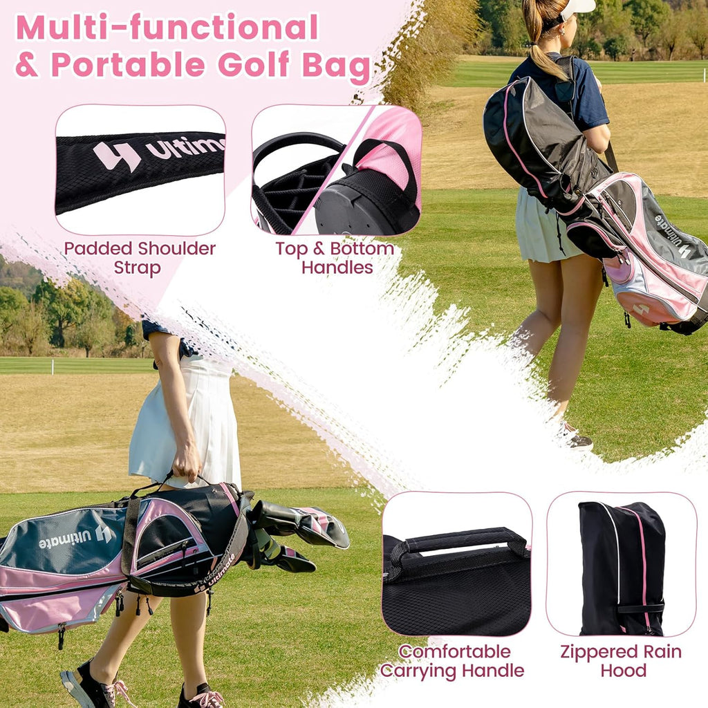 ULTIMATE Women's Complete Golf Club Set, 9/11pcs Right Handed Ladies Golf Clubs Set w/ 460cc Alloy Driver, #3 Fairway Wood, Hybrid, #6/#7/#8/#9/#P Irons & Putter