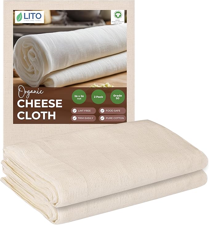 Cheesecloth | Nut Milk Bag, Fine Mesh Filter, Reusable Straining| Grade 50 (1 Sq yard) | Cotton Unbleached Butter Muslin cloth for Cooking, Yogurt, Juicing| Cheese Cloth for Crafts|2 Pack (9 Sq Feet)