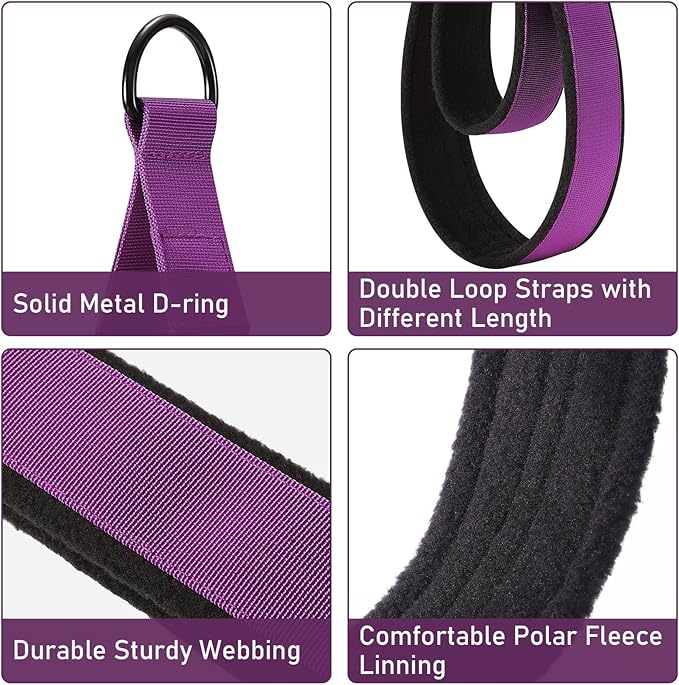 TOBWOLF Pilates Straps - Double Loop D-Ring Straps for Reformer, Padded, Home Gym Workout-FlexoryFit