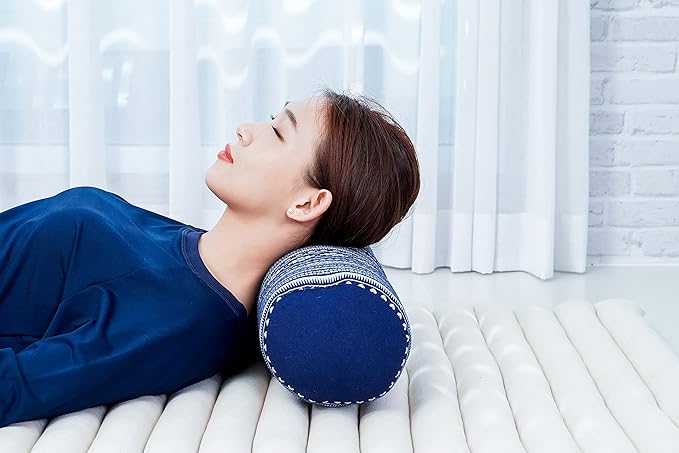 Leewadee Small Yoga Bolster – Shape-Retaining Cervical Neck Roll, Tube Pillow for Comfortable Reading, Kapok Filling, 22 x 6 x 6 inches-FlexoryFit