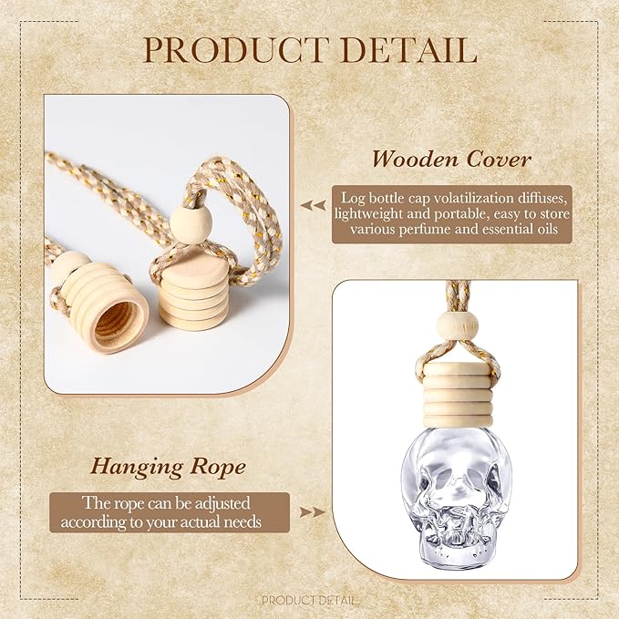 BBTO 100 Pcs Car Air Fresheners Diffuser with Wooden Cap - Empty Aromatherapy Diffuser Clear Fragrance Holder Pendant Hanging Perfume Fresheners for Car Decor (Clear Spooky)