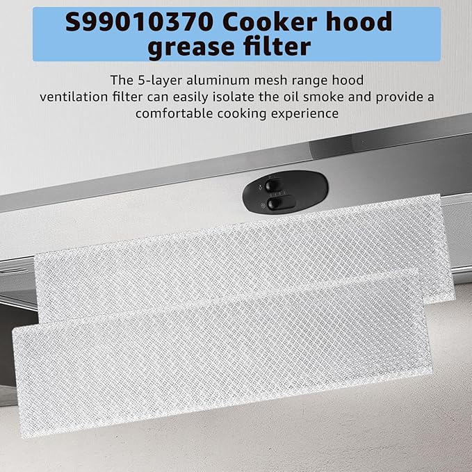 S99010370 Range Hood Filter is Compatible with Broan, Nutone, 99010370, AP5950107, B08087661, 2002603, SB08087661, B08087922 Aluminum Grease Filters. (2Pcs)