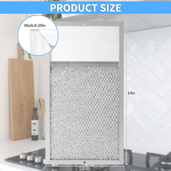 Range hood Filter with Light Lens Replacement for Broan R610027 SR610027 1568322 1568323 PM25WW PM25BL AL9245 Aluminum Mesh Grease Lens Range Hood Replacement Filter 7-5/8 x 14-1/8 x 3/8 Inch