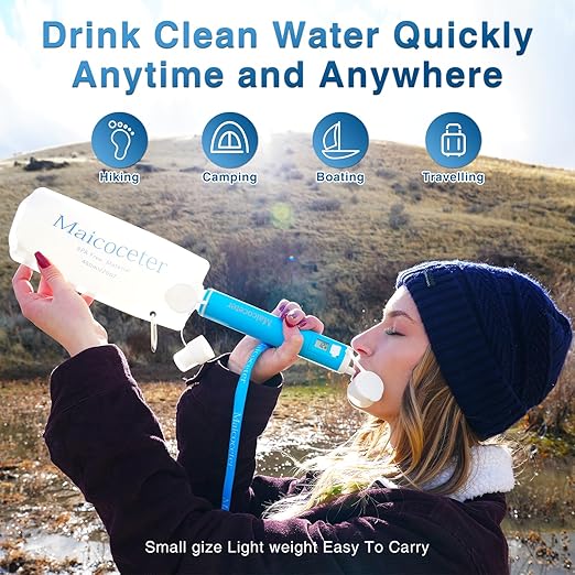 6pcs Replaceable Activated Charcoal for Water Filter Straw, Activated Carbon Filter Reduce Dirt, Microplastics, 30+ Contaminants from Water, Filter Replacement for Hiking, Camping, Travel