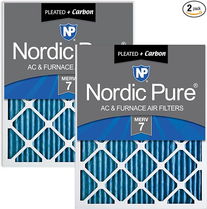 Nordic Pure 16x30x1 Pleated Air Filters MERV 7 Plus Carbon 2 Pack by NordicPure