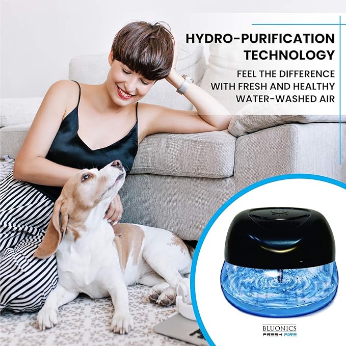 Bluonics Fresh Aire 2-Pack Water Air Purifier with a bottle of Lavender Fragrance, LED Changing Colors & White Noise. Use Scented Fragrance or Essential Oil Concentrate for Aroma Scents - Filterless