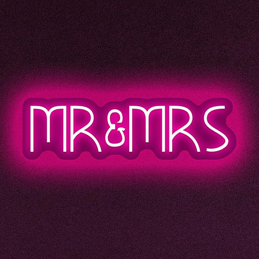 Mr&Mrs Neon Sign 1-10 Levels Dimmable USB Neon Lights for Wall Bedroom Dorm Wedding Party bar Decoration Bedroom Neon Signs for Wall Decoration Valentine's Day Gift 5V (Pink)-FlexoryFit