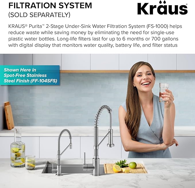KRAUS Bolden Single Handle Drinking Water Filter Faucet for Reverse Osmosis or Water Filtration System in Brushed Brass, FF-104BB