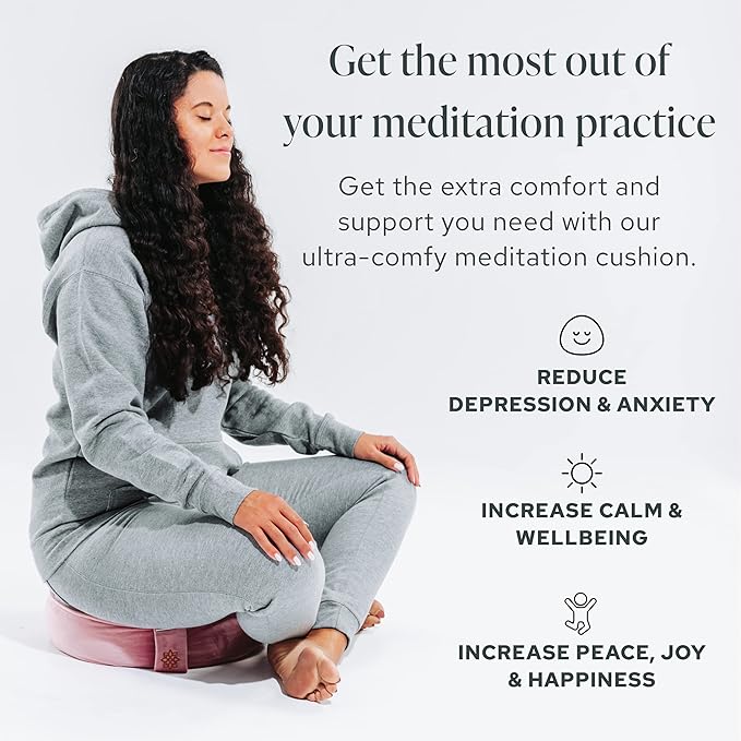 Mindful and Modern Velvet Meditation Cushion - Luxury Zafu Floor Pillow for Yoga - Large Buckwheat Meditation Pillow with Luxe Removable Cover in Six Colors-FlexoryFit