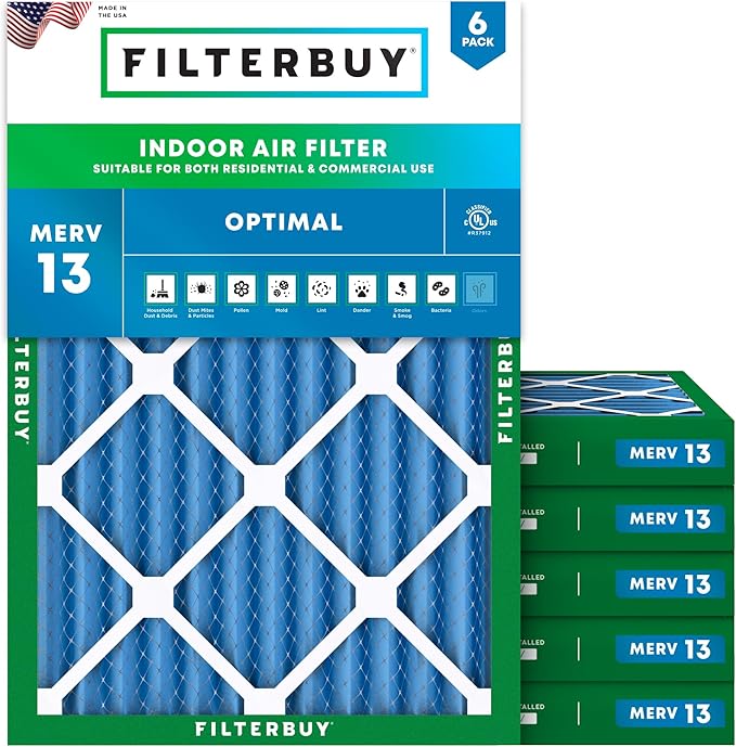Filterbuy 24x28x2 Air Filter MERV 13 Optimal Smoke & Allergy Defense, by Filterbuy