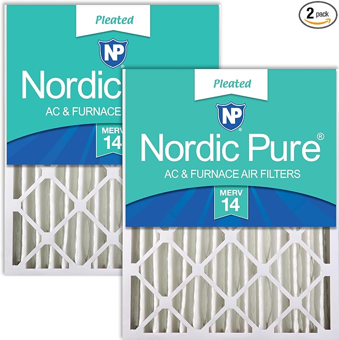 Nordic Pure 16x25x4 Pleated MERV 14 Air Filters 2 Pack by NordicPure