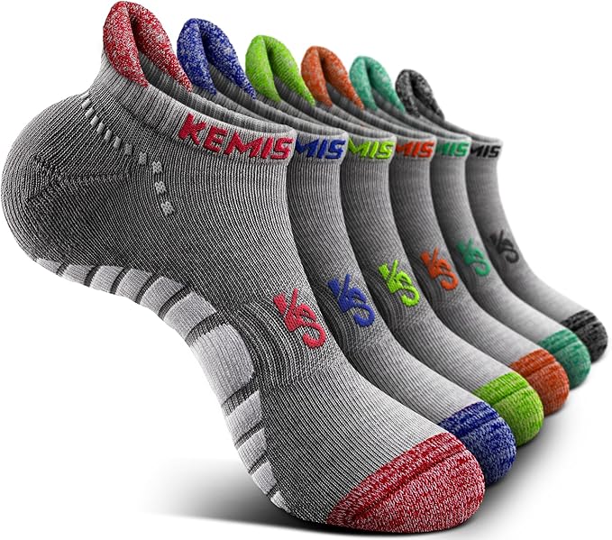KEMISANT Men Running Socks,Active Ankle Socks No show Cushioned Footbed Arch Support-FlexoryFit