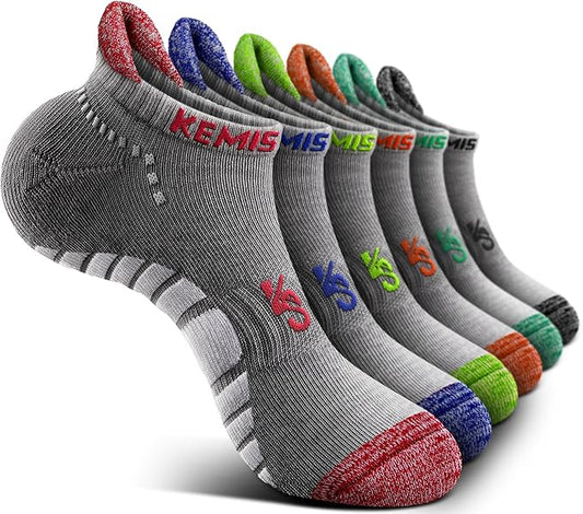 KEMISANT Men Running Socks,Active Ankle Socks No show Cushioned Footbed Arch Support-FlexoryFit