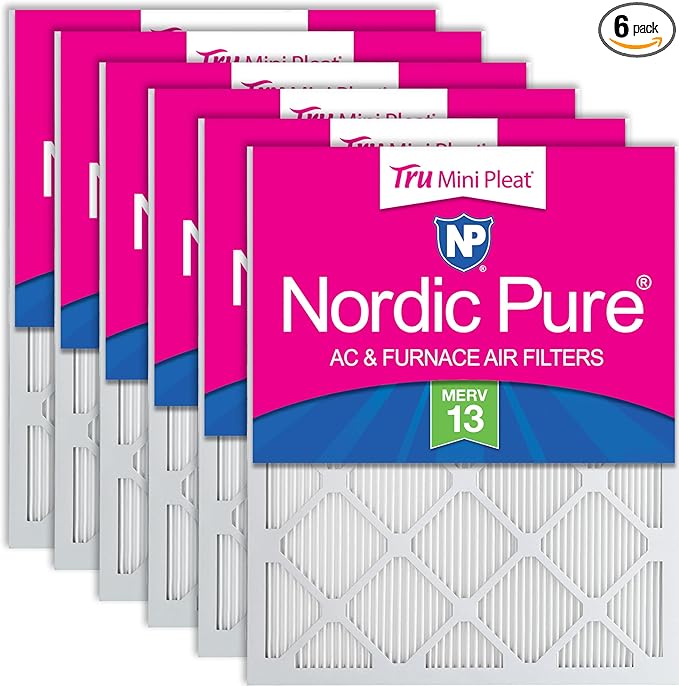 Nordic Pure 20x30x1 (Actual Size: 19 3/4 x 29 3/4 x 3/4) Tru Mini Pleat MERV 13 AC Furnace Air Filters – 2.5X More Media for Longer-Lasting, High-Efficiency Filtration - 6 Pack