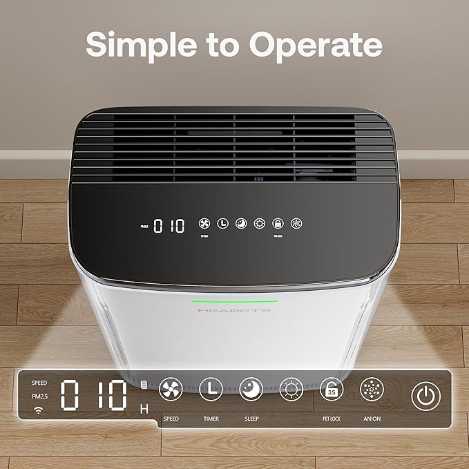 Large Air Purifier for Cat Dog Hair, Pet Air Purifiers for Dorm Room Bedroom Home up to 3000 sq ft, Strong Adsorb Floating Hair, Anion Carbon HEPA 7-Stage Filter, Zero Ozone, Air Cleaner for Pet Odor
