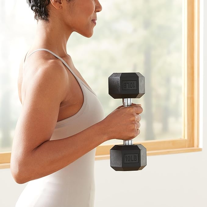 Amazon Basics Rubber Hex Dumbbell Hand Weight-FlexoryFit
