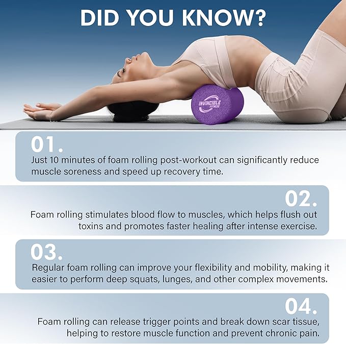 Invincible Fitness EPP Foam Roller for Deep Tissue Massage – Enhance Recovery, Relieve Pain, and Boost Mobility for a Stronger, Healthier You (Purple)-FlexoryFit