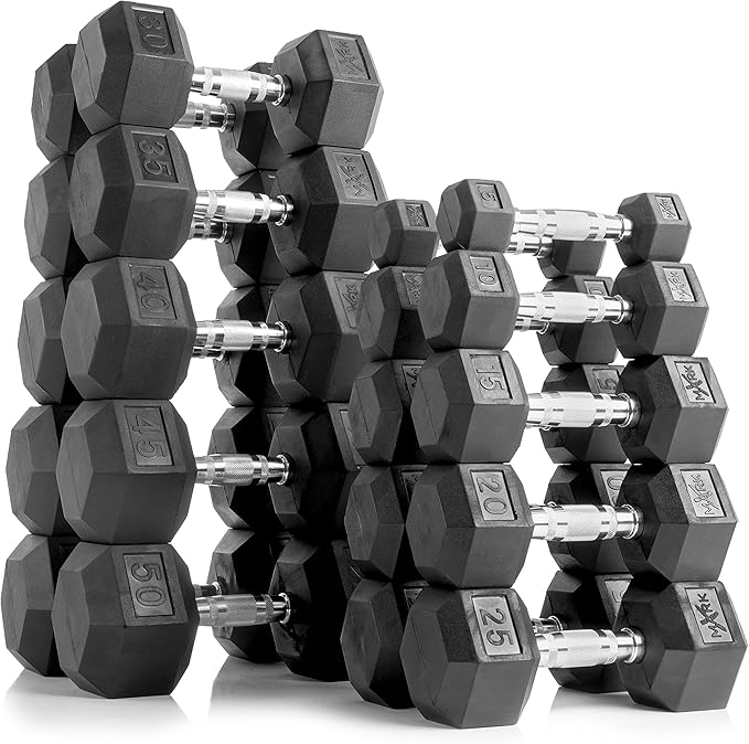 XMARK Dumbbell Set with Rack, Weights Dumbbells, Multiple Free Weights and Horizontal Storage for Home Gym Strength Training, Storage Rack Color Options-FlexoryFit