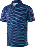Obla Mens Golf Polo Shirts Short Sleeve Dry Fit Performance Moisture Wicking Casual Print Collared Golf Shirts for Men