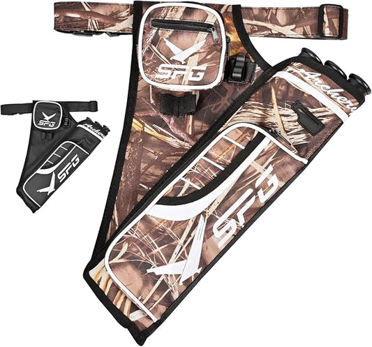 SPG Arrow Quiver Archery Hip Quiver, Durable Adjustable Waist Belt Three Arrows Tube for Arrow Storage Compound Bow Recurve Bow Accessories
