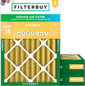 Filterbuy 20x23x4 Air Filter MERV 11 (MPR 1200) Allergen Defense Replacement (3-Pack), Electrostatic Pleated HVAC AC Furnace Filters, Made in USA (Actual Size: 19.50 x 22.50 x 3.63)