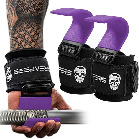Gymreapers Weight Lifting Hooks (Pair), Heavy Duty Power Wrist Straps Hand Grip Support For Deadlifts, Pull Ups, Shrugs - Gym Gloves For Men and Women-FlexoryFit