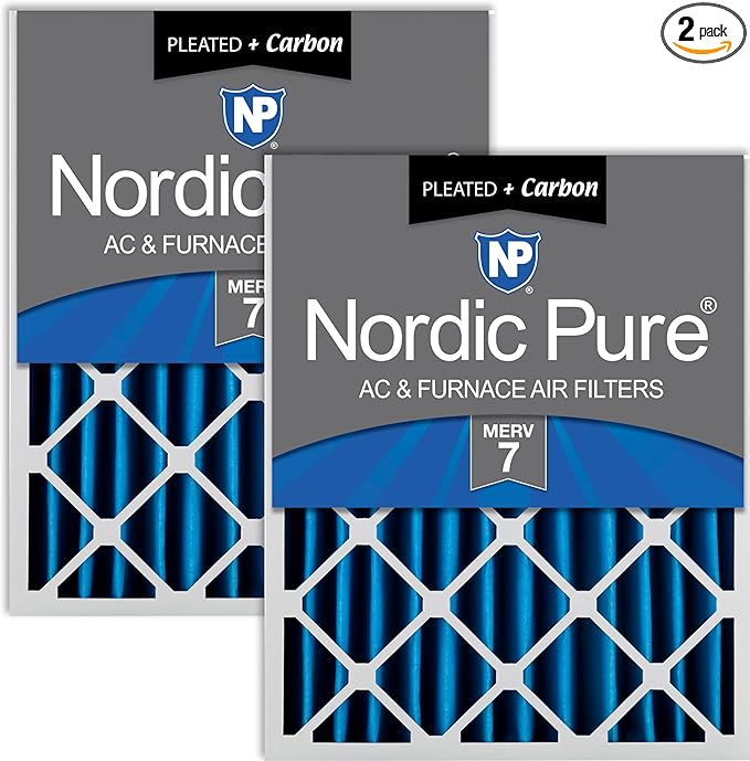 Nordic Pure 20x24x4 (19_3/8 x 23_3/8 x 3_5/8) Pleated Air Filters MERV 7 Plus Carbon 2 Pack