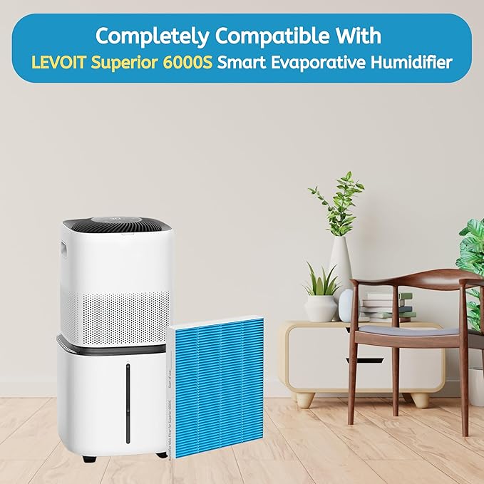 Nispira 6000s Wick Humidifier Filter Replacement for LEVOIT Superior 6000S Smart Evaporative Humidifier, 4 Pack