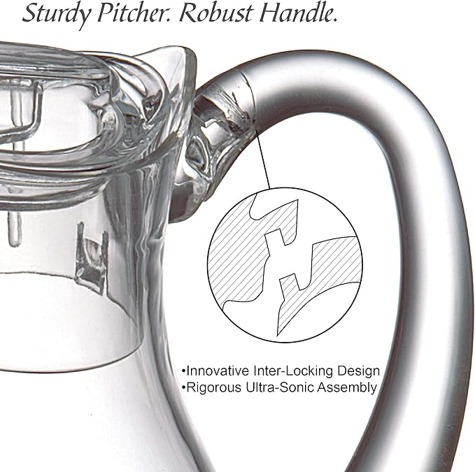Amazing Abby - Droply Whirly - Plastic Pitcher (64 oz, 2 Quart), Clear Water Pitcher with Lid, Fridge Jug, BPA-Free, Shatter-Proof, Great for Iced Tea, Sangria, Lemonade, Juice, Milk, and More