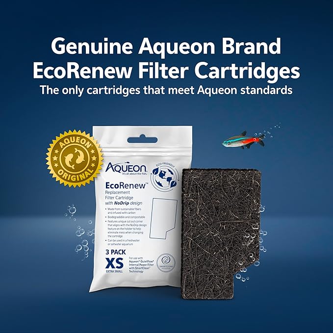 Aqueon Aquarium Fish Tank EcoRenew Filter Cartridge, Extra Small 3 Pack