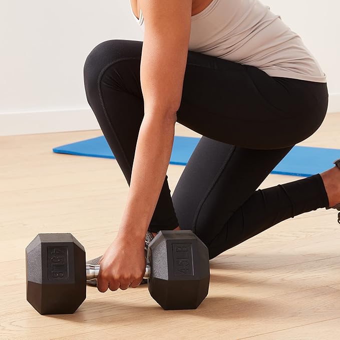 Amazon Basics Rubber Hex Dumbbell Hand Weight-FlexoryFit