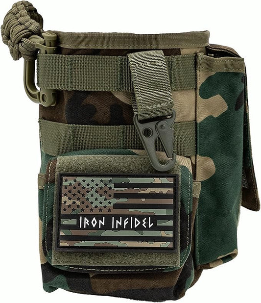 Iron InfideI Battle Bottle Sleeve - 64 oz and 32 oz Water Bottle Sleeve Only for Half Gallon 1L Steel Water Bottle | Rugged Cover with Molle for Versatile Design with Storage for Phone, Wallet & Keys-FlexoryFit