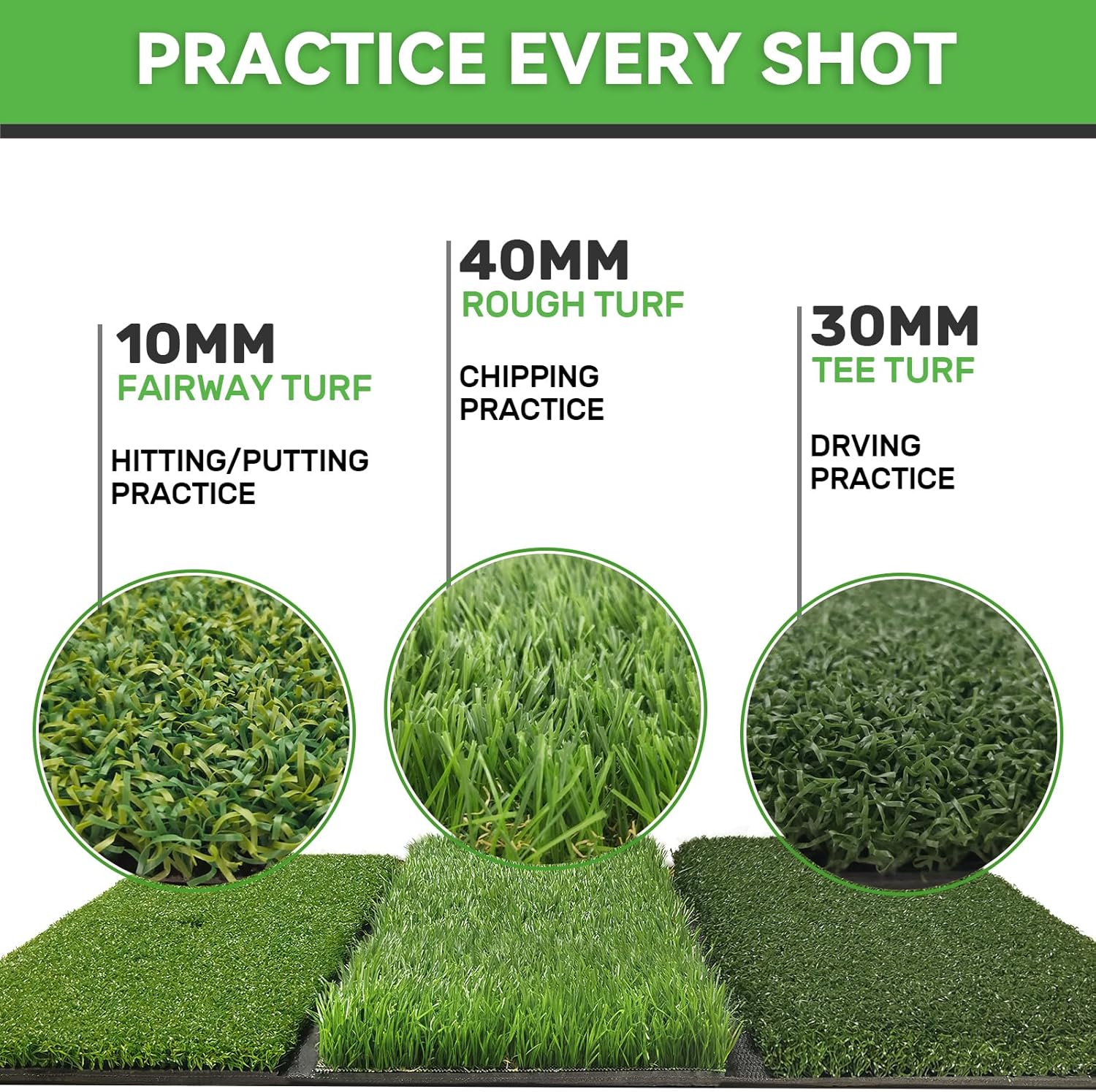 Golf Hitting Mat,Golf Training Mat for Swing Path Feedback Detection Batting, Extra Replaceable Golf Practice Mat 16"x12", Golf Gifts for Men Women for Home Indoor Outdoor