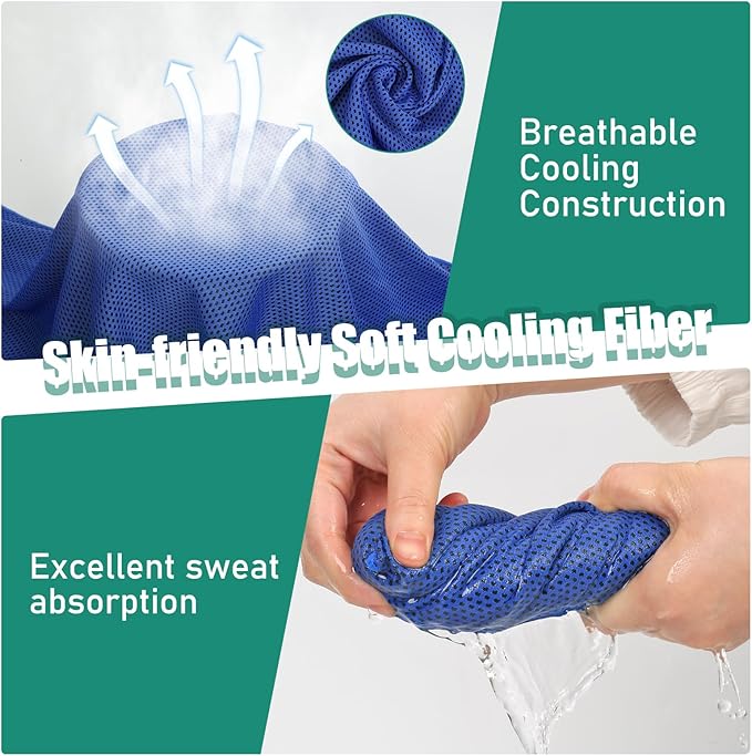 Cooling Towels Pack of 30, 40"*12" Neck Cool Towel Bulk, Cold Towels for Neck and Face, Cooling Rags Sports Towel for Hot Weather, Running, Soccer, Yoga, Gym, Golf-FlexoryFit