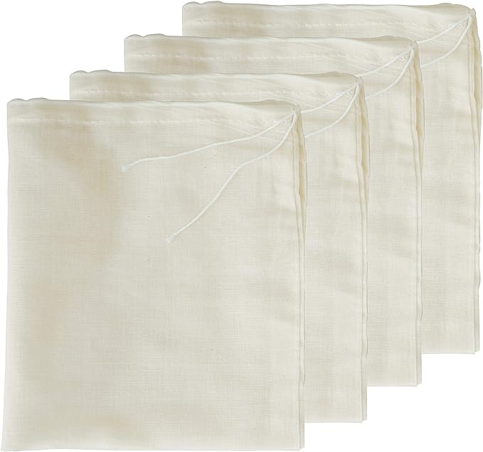 Cheesecloth Bags for Straining,Reusable Cold Brew Coffee Cheese Cloths Strainer,Large Nut Milk Tea Juice Bag,100% Natural Cotton Fine Mesh Filter Bags(Medium,4 Pack)
