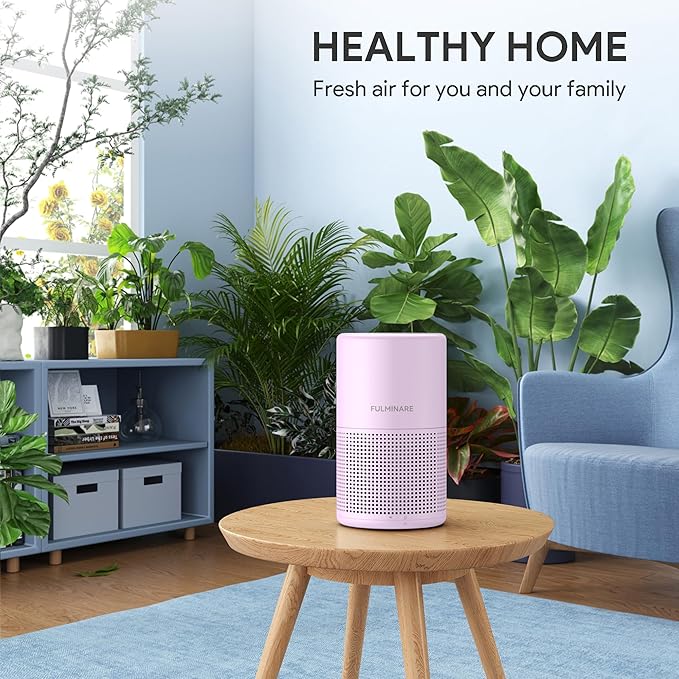 FULMINARE Air Purifiers for Bedroom H13 True HEPA Air Filter, Quiet Air Cleaner With Night Light, Portable Small Air Purifier for Home, Office, Living Room (Purple)