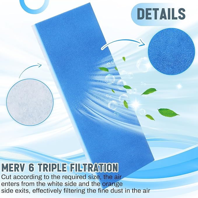 4 Pcs Filters Replacement Pads 10.5 x 21.75 Inches Replacement Filter Pads (Blue White)