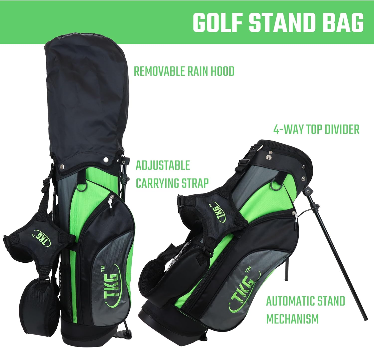 TKG Sports Youth Golf Set - Kids Golf Clubs, Stand Bag, Rain Cover, Glove, Towel, Tees, Balls - Great for Summer Camp Activity, Outdoor Games, and Recreation