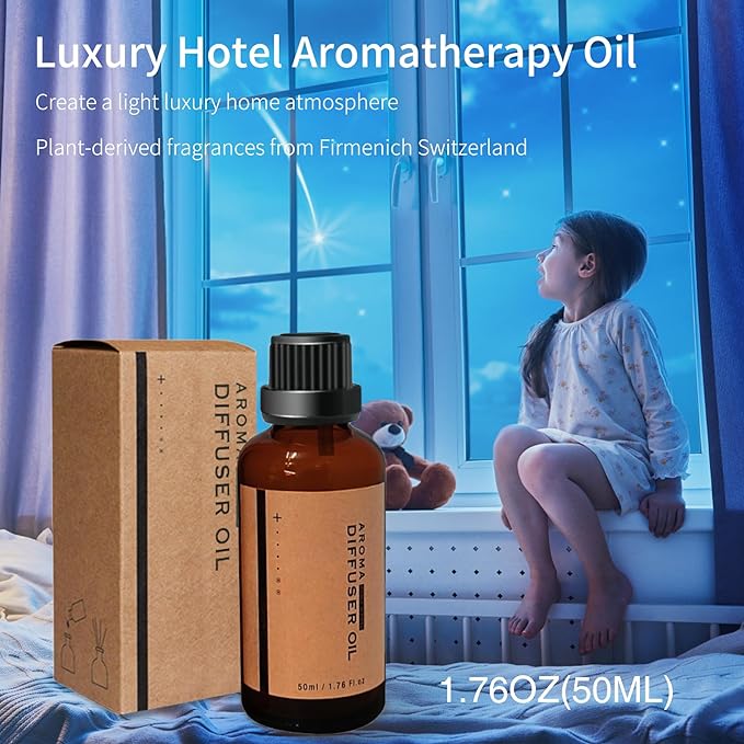 BOHOFAM Aroma Essential Oil Diffuser 360 ML,Volcano and Flame Diffuser/Humidifier,Give1.76 oz Hotel Collection Diffuser Oils,7 Colorful Light Change,Diffusers for Home,Large Room(Wood Grain)