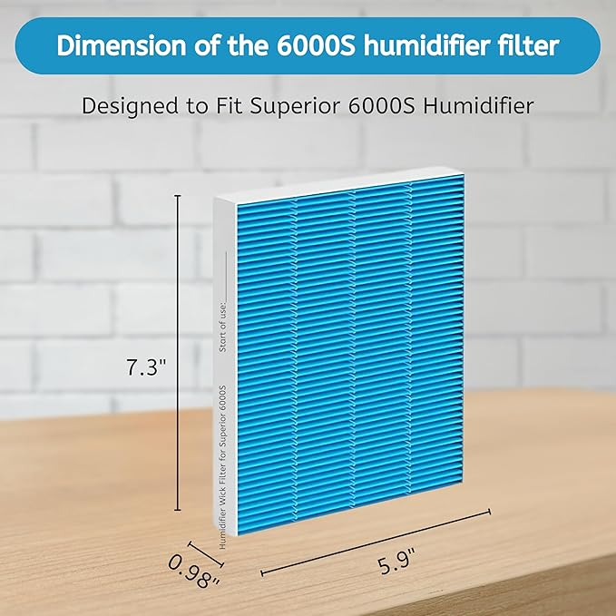 Nispira 6000s Wick Humidifier Filter Replacement for LEVOIT Superior 6000S Smart Evaporative Humidifier, 4 Pack