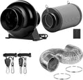 iPower 4 Inch 195 CFM Inline Fan Vent Blower, Upgrade Air Carbon Filter by iPower