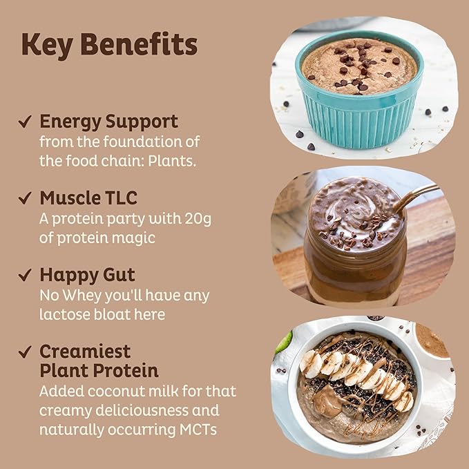 KOS Plant Based Protein Powder, Chocolate USDA Organic - Low Carb Pea Protein Blend, Vegan Superfood with Vitamins & Minerals - Keto, Soy, Dairy Free - Meal Replacement for Women & Men - 15 Servings-FlexoryFit