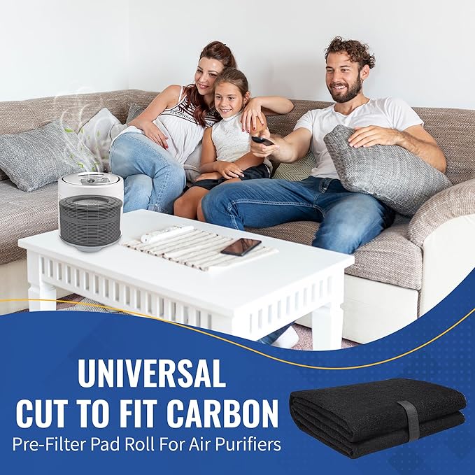 CFS – Pack of 1, Universal Cut to Fit Carbon Pre-Filter Pad Roll for Air Purifiers, Range Hood, Furnace Filters, & Air Conditioner Filters – Fresh Air for Indoor – Charcoal Air Filter Sheet – 10"x48"