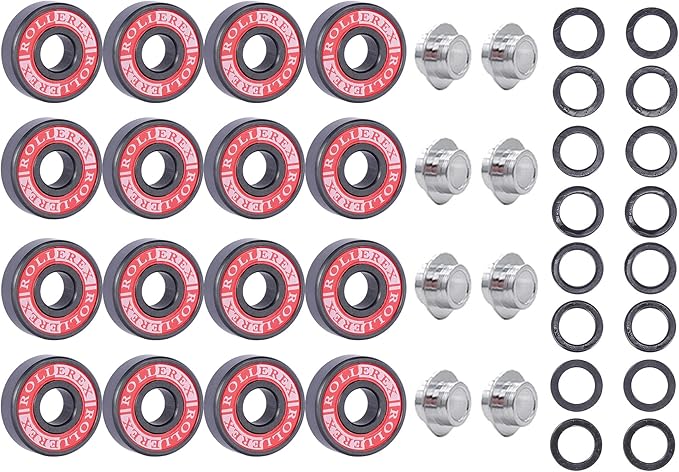 Rollerex VXT500 Inline Skate Wheels (8 Wheels w/Bearings, spacers and washers) (Various Size & Color Options Available) - for Indoor, Outdoor, Hockey - Intended for Roller Blade Wheel Replacement-FlexoryFit