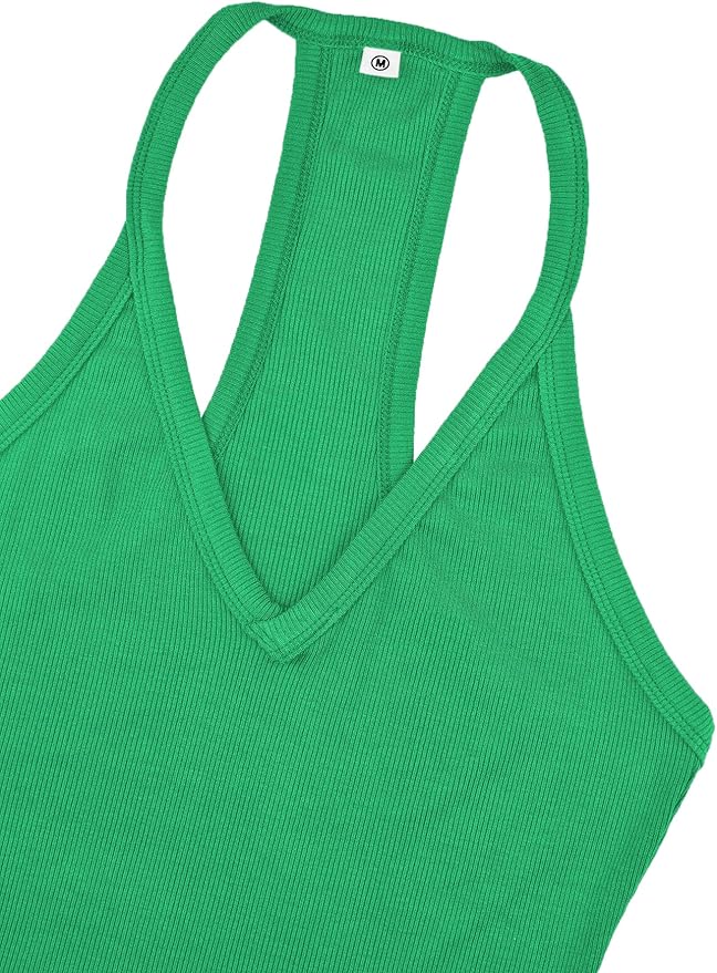 iGENJUN Workout Tops for Women Racerback Basic Tank Summer 2025 Camisole V Neck Slim Fit Ribbed Sleeveless-FlexoryFit