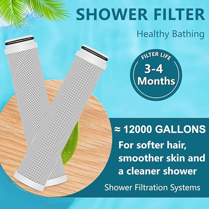 AWO 3 PACK Replacement Shower Filter Compatible with Cobbe Handheld Shower Head - 2.0 Carbon Showerhead Filter System,Water Softener Filters Beads for Hard Water Reduces Dry Itchy Skin,Remove Chlorine