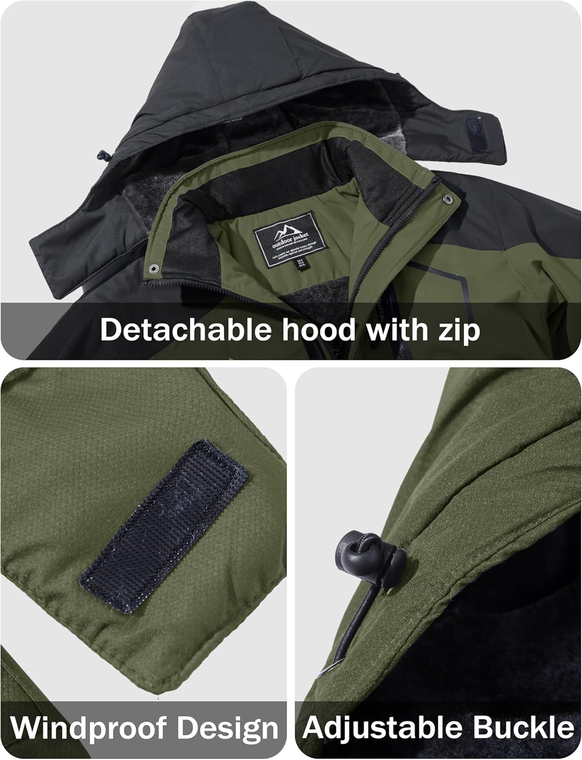 MAGCOMSEN Men's Winter Coats Water Resistant Ski Snow Jacket Warm Fleece Jacket Parka Raincoats With Multi-Pockets