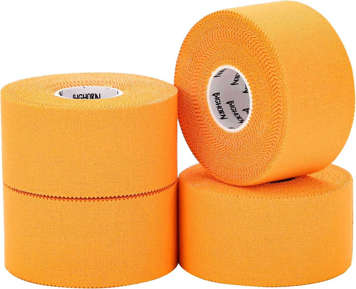Bighorn Athletics Sports Tape | EZ-Tear Orange Athletic Tape for Wrist, Ankle & Foot Support | Zinc Oxide Infused & Latex-Free Adhesive, Breathable Cotton Fabric, 1.5-Inch x 45-Feet, 4 Rolls, Orange