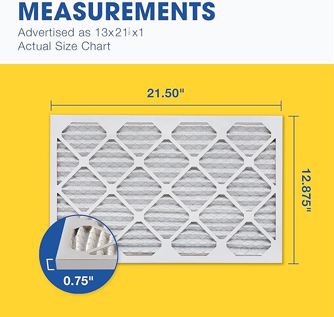 Aerostar 13x21 1/2x1 MERV 8, Pleated Air Filter, 13 x 21 1/2 x 1, Box of 4, Made in The USA